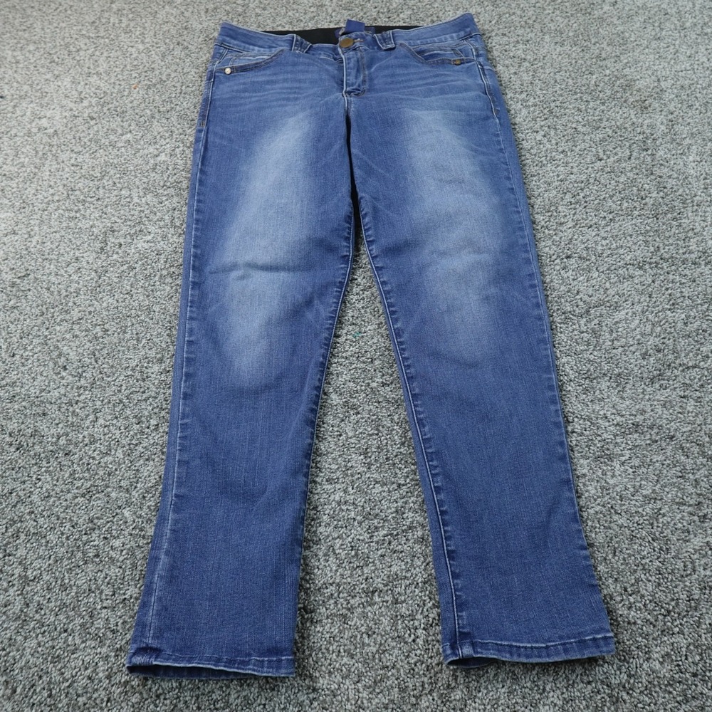 Democracy Jeans Womens 12 Dark Blue Denim Pants Ab Solution Mid Rise Straight